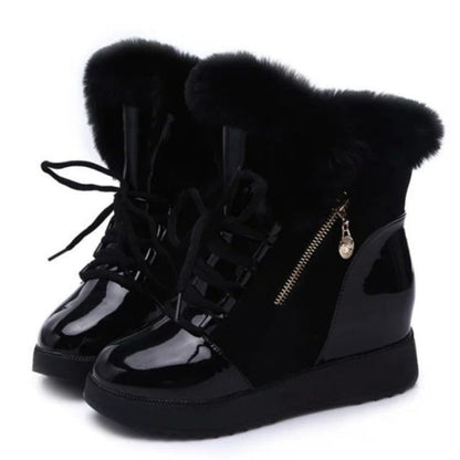 Damen-Sneakers, Plateau, Synthetikleder, mit Pelzkragen-1