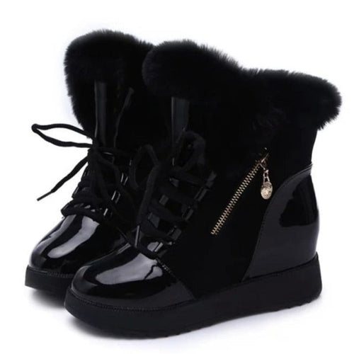 Damen-Sneakers, Plateau, Synthetikleder, mit Pelzkragen-1