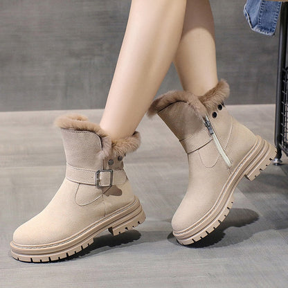 Damen Winter-Knöchelschuhe Eco-Leder mit kuscheligem Innenfutter-2