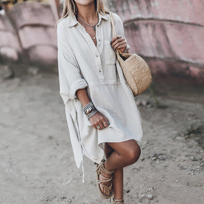 Damen-Kleid Boho-Stil Leichtes Leinen-1