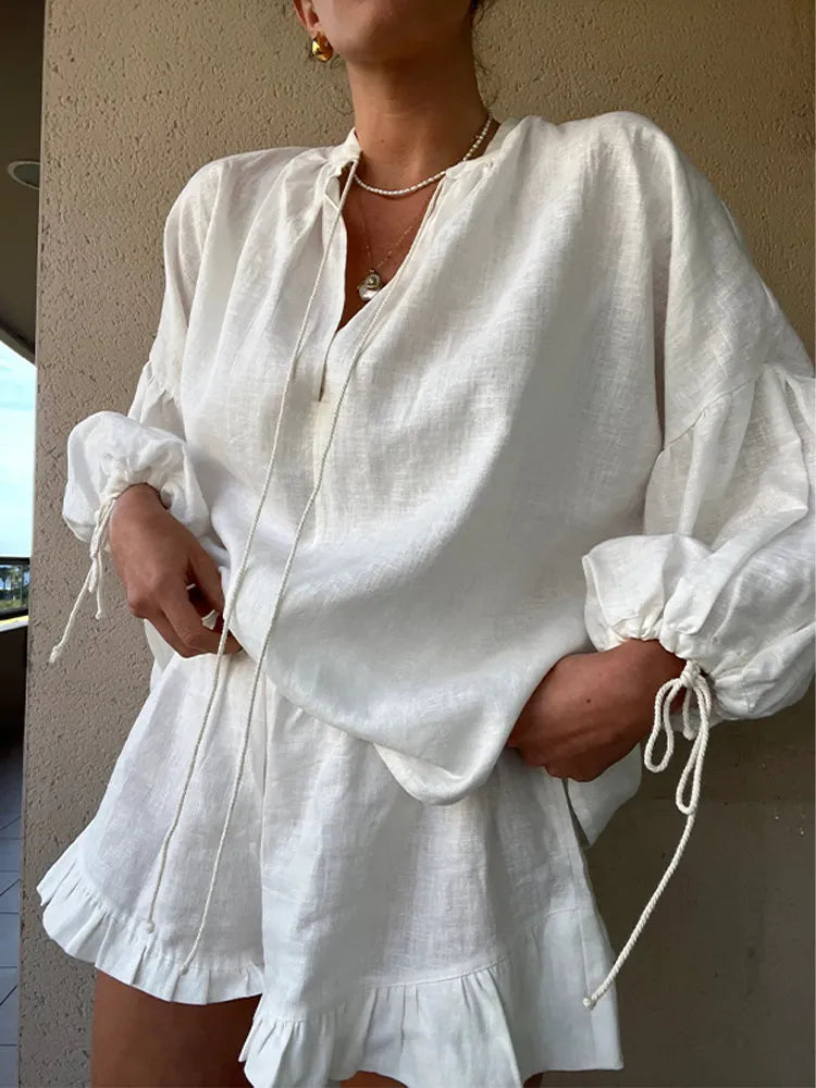 Damen-Set, zweiteilig, Baumwolle, Top und Hose-3