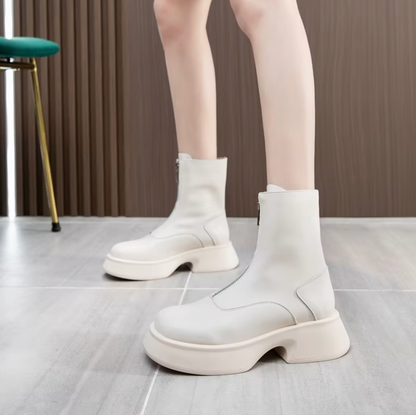 Gefütterte Damen-Winterstiefel, aus Leder, mit Reißverschluss-6