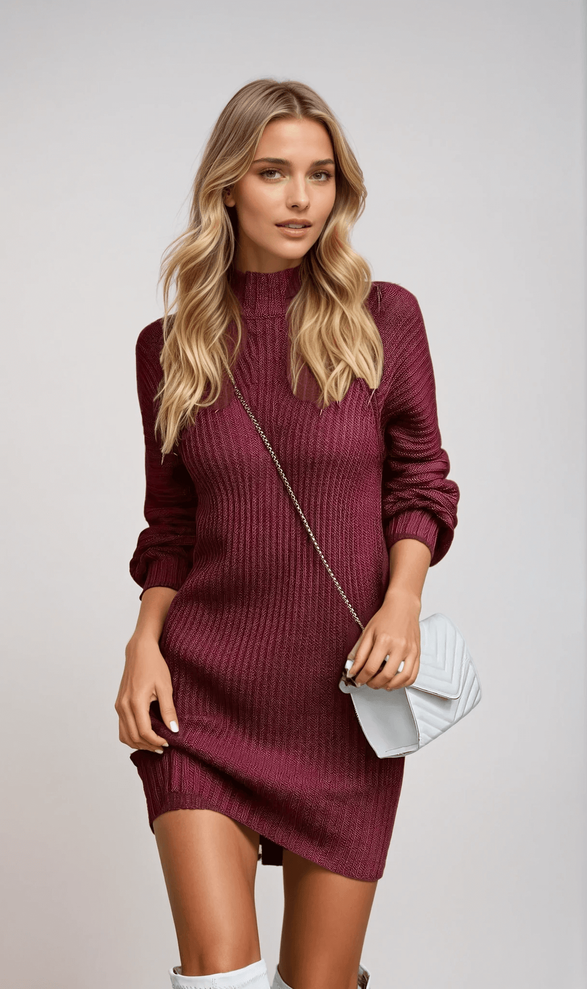 Variant image for Damen-Midikleid, gerippter gestrickter Komfort-1
