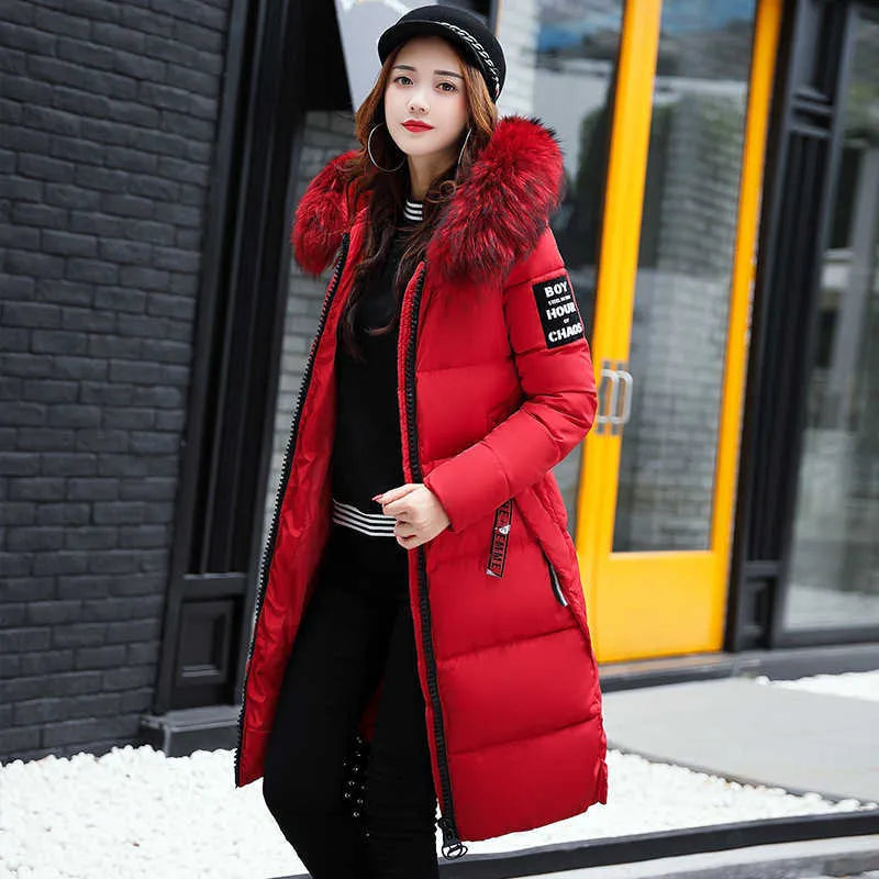Langer Wintermantel Damen Wasserabweisend mit Fell Kragen-5