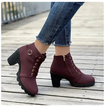 Variantenbild für Damenstiefel mit hohen Absätzen, Chelsea-Stil, aus Leder und synthetischen Materialien-12
