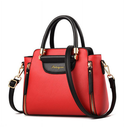 Damen-Handtasche, zweifarbiges PU-Leder, elegante Schultertasche-4