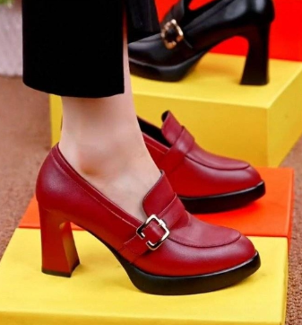 Damen-Pumps Elegant Synthetisches Leder mit stabilem Absatz 4