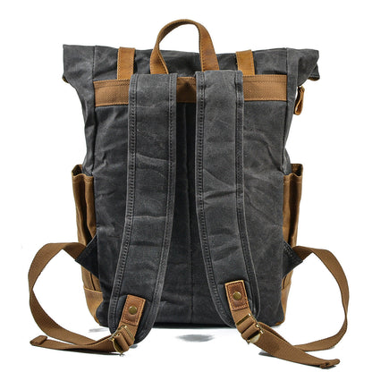 Unisex Rucksack Wolff-Top Gewachste Baumwoll-Leinwand-3