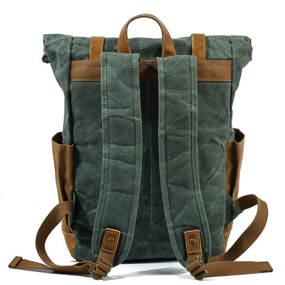 Unisex Rucksack Wolff-Top Gewachste Baumwoll-Leinwand-4