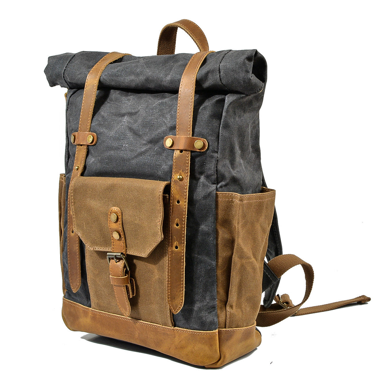 Unisex Rucksack Wolff-Top Gewachste Baumwoll-Leinwand-2