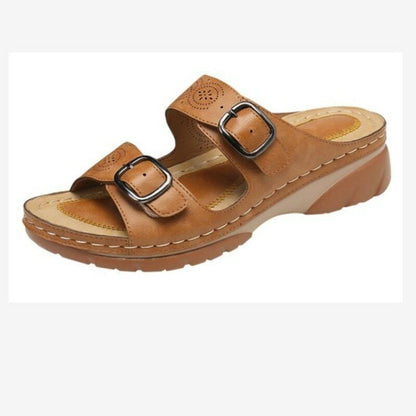 Damen-Sandalen, verstellbar, synthetisches Leder 3