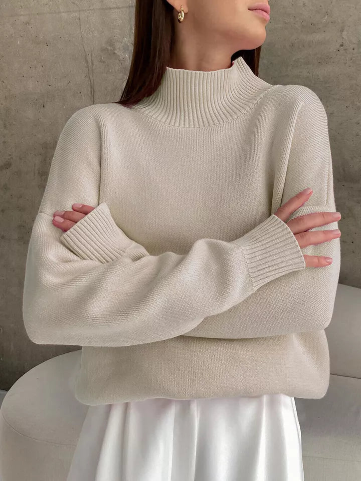 Damen-Rollkragenpullover, Oversized, weiche Acrylmischung-4