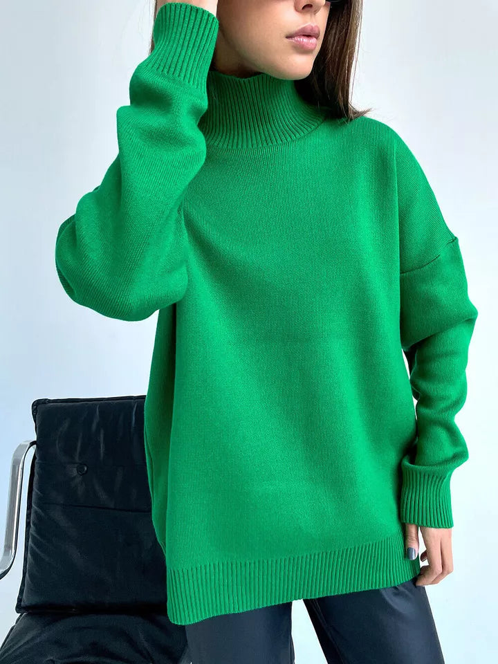 Damen-Rollkragenpullover, Oversized, weiche Acrylmischung-5