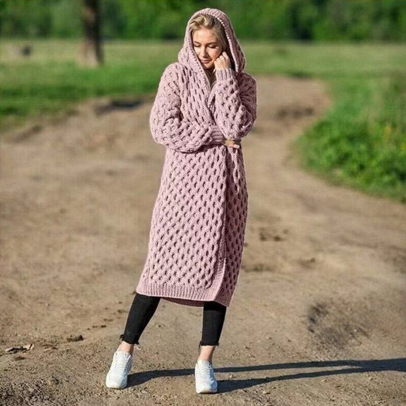 Damen-Strickjacke, Kapuze, Merinowolle 2