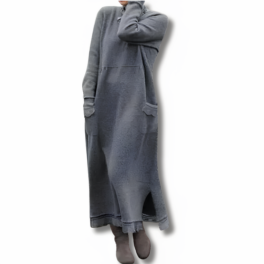 Damen-Kleid, lang, weich, gestrickt, elegant, Silhouette-1