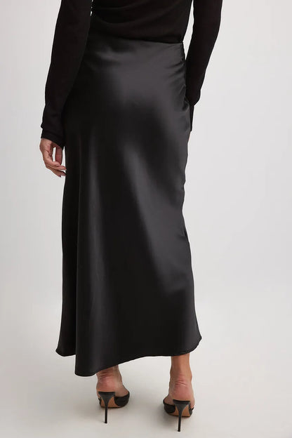 Damen-High-Waist-Rock Satin Elegant Komfortabel-2