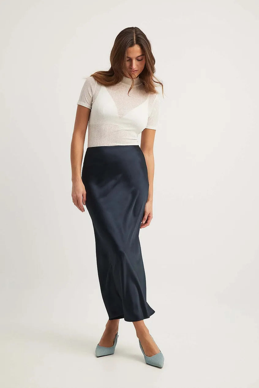 Damen-High-Waist-Rock Satin Elegant Komfortabel-6