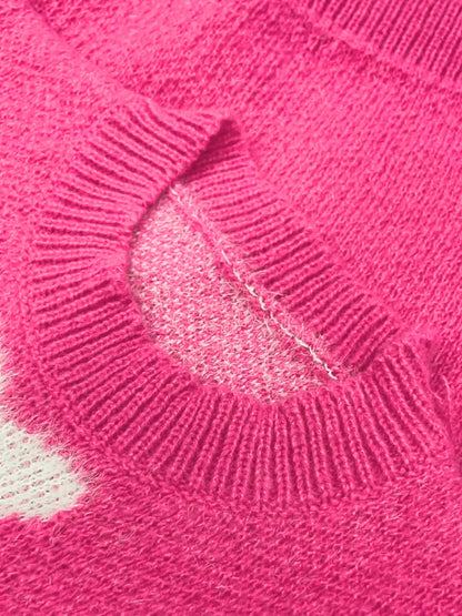 Damen-Strickpullover, mit Herzmuster, lässiges Acryl-6