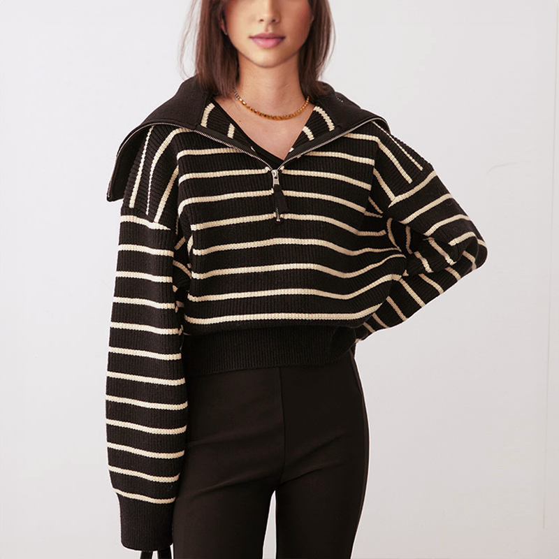 Damen-Pullover, halber Reißverschluss, moderner Stoff 7