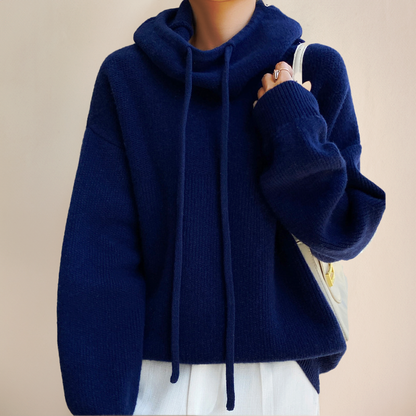 Damen-Hoodie, lässig, gestrickt, weicher Mix-6
