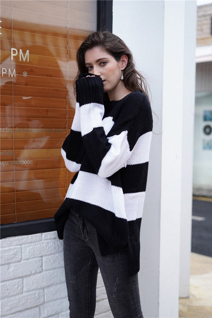 Damen-Strickpullover, runder Ausschnitt, Acryl, langärmelig, lockere Passform-3