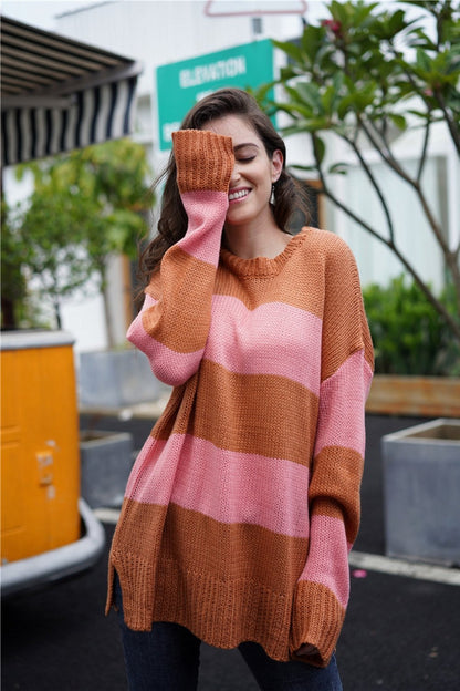 Damen-Strickpullover, runder Ausschnitt, Acryl, langärmelig, lockere Passform-6