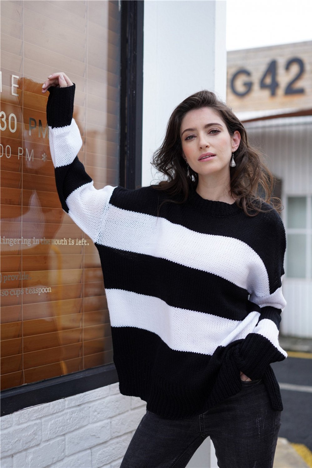 Damen-Strickpullover, runder Ausschnitt, Acryl, langärmelig, lockere Passform-1