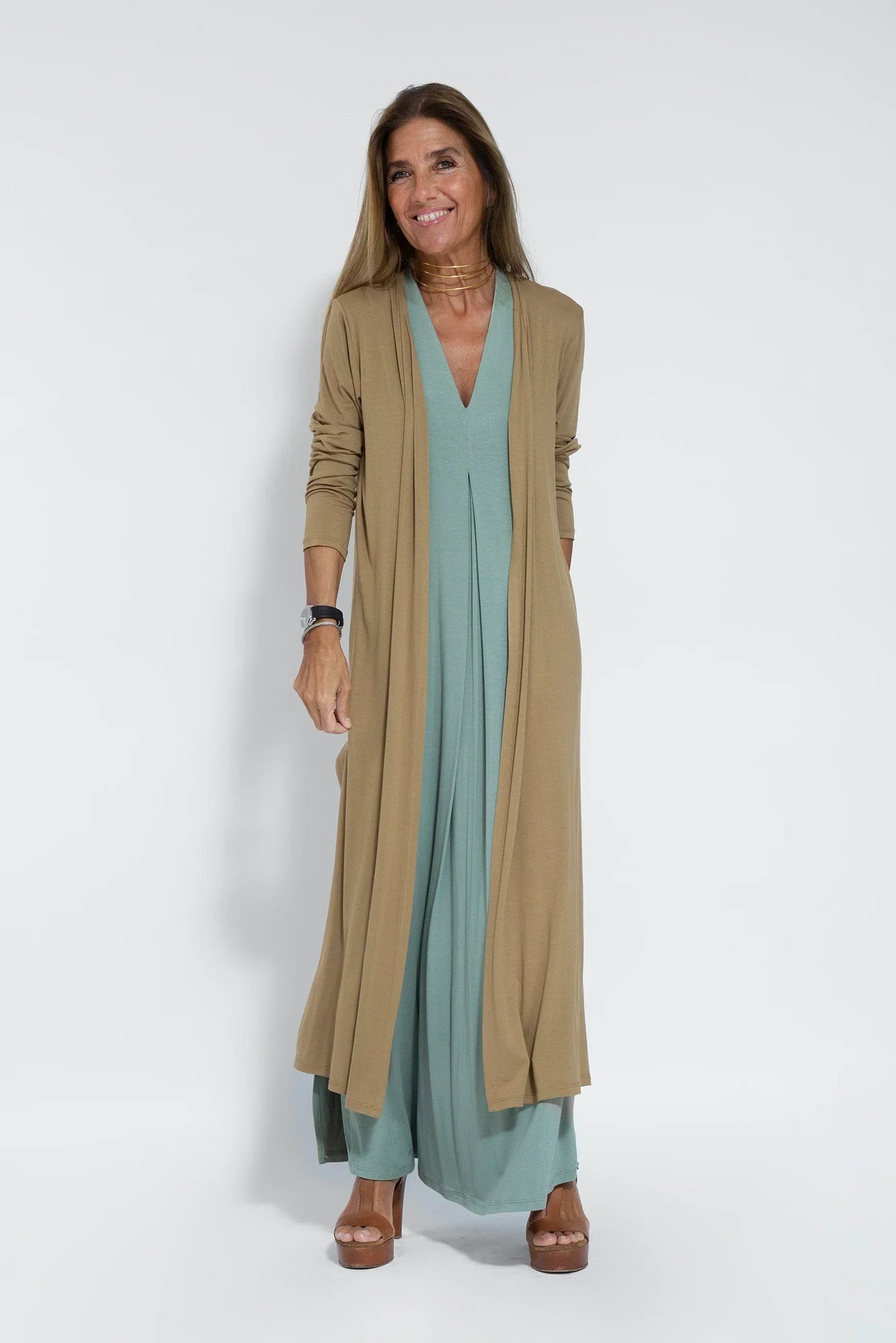Variant image for Maxikleid Damen mit Abnehmbar Weste aus Weiche Baumwolle-36