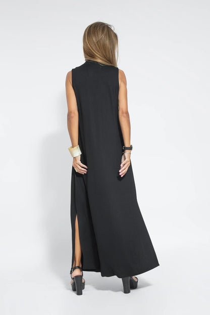 Maxikleid Damen mit Abnehmbar Weste aus Weiche Baumwolle-5