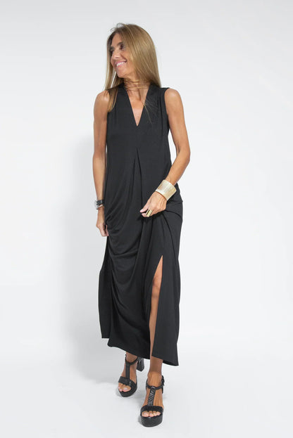 Maxikleid Damen mit Abnehmbar Weste aus Weiche Baumwolle-2