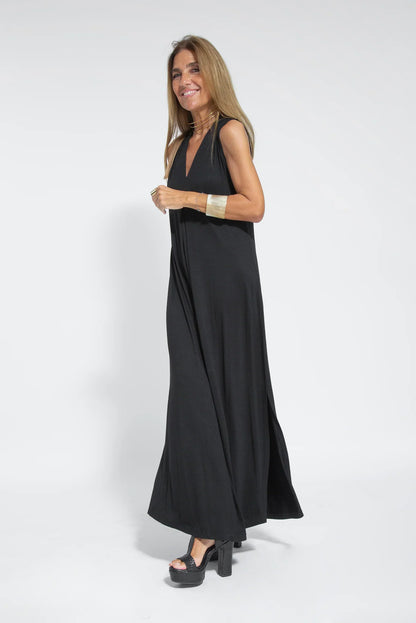 Maxikleid Damen mit Abnehmbar Weste aus Weiche Baumwolle-3