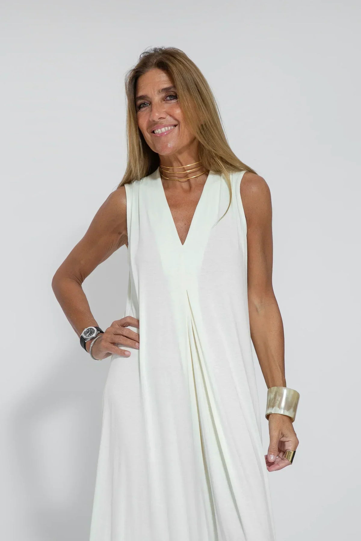 Damen-Kleid, elegant, fließendes Polyester-6