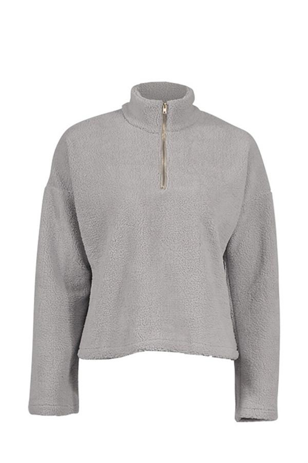 Damenpullover Hoher Kragen Entspannt Baumwolle und Polyester-5