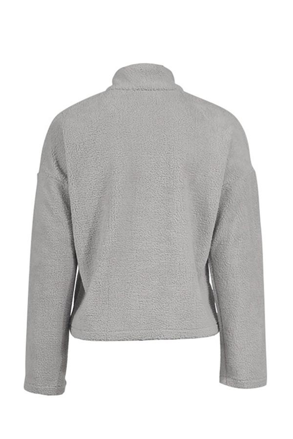 Damenpullover Hoher Kragen Entspannt Baumwolle und Polyester-6