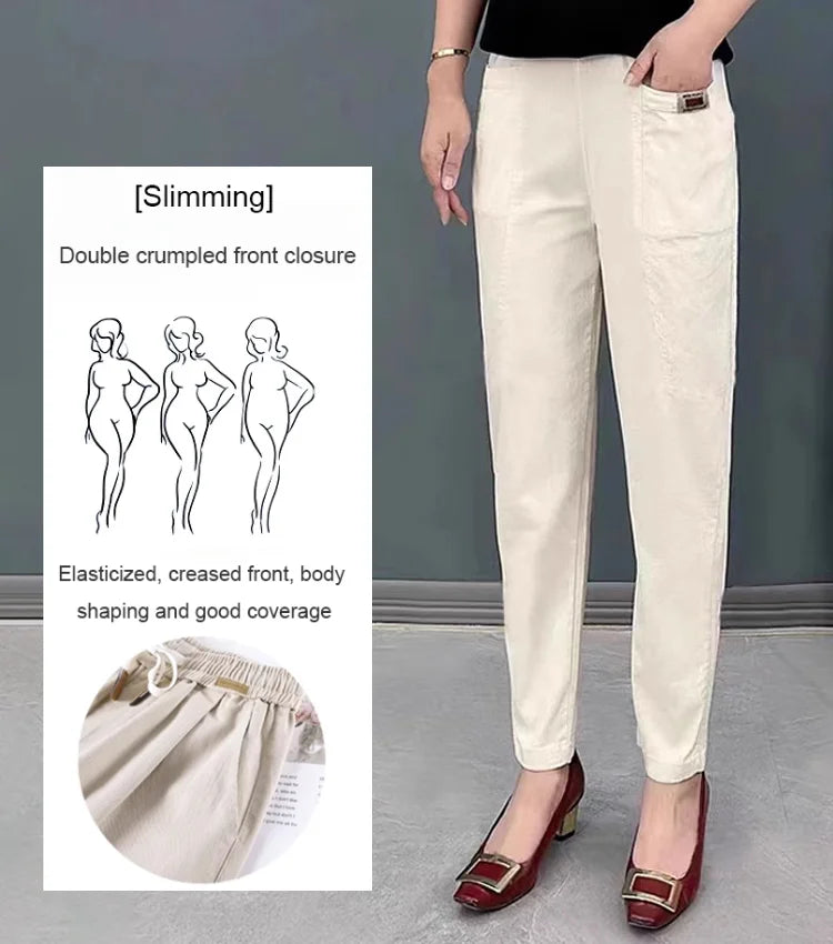 Damen-Jogginghose, elastischer Bund, Baumwolle, lässige Passform-2
