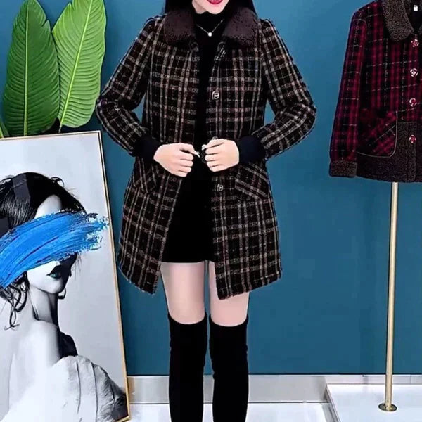 Variant image for Langer Wintermantel Damen aus Wolle Mittellang Elegant und Warm-1