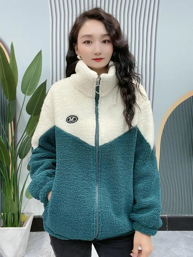 Variant image for Damen-Fleecejacke, modernes Design, Fleece, mit hoher Kragen und Reißverschlusstaschen-13