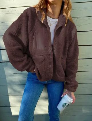 Damen-Fleecejacke, modern, knöpfbar, Design, hochwertiges Fleece-5