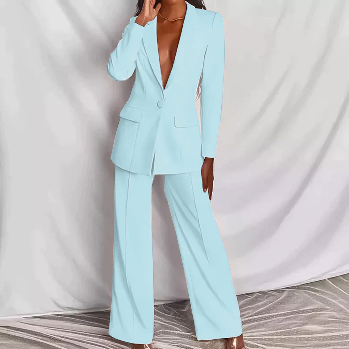 Damen Blazer und Hose Elegantes Set Hochwertiges Material-5