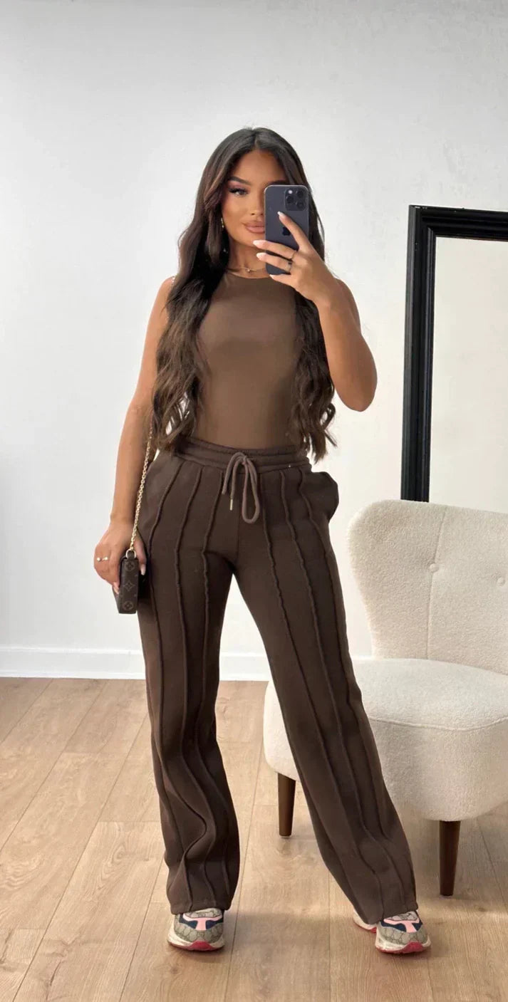 Schicke Damen-Jogginghose mit Gummizug in der Taille – Entspanntes Design aus 100% Baumwolle, perfekt für Zuhause und Training 3