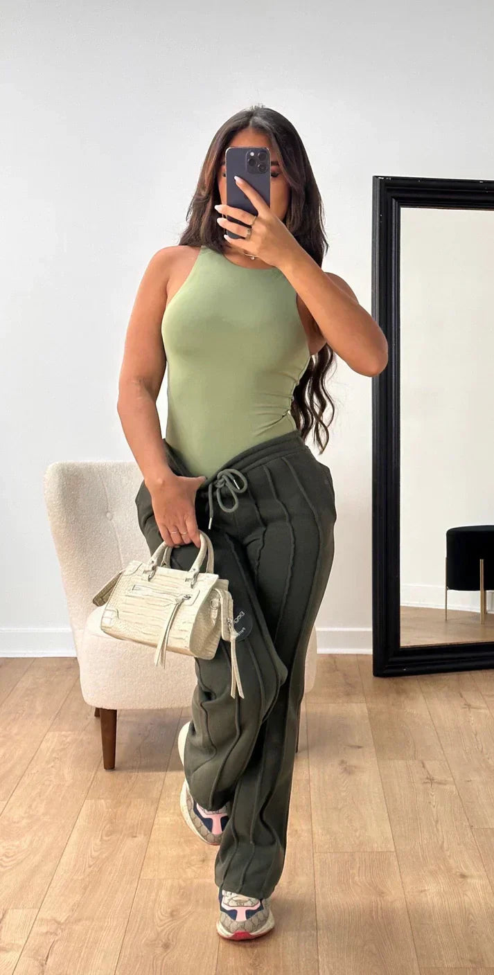 Schicke Damen-Jogginghose mit Gummizug in der Taille – Entspanntes Design aus 100% Baumwolle, perfekt für Zuhause und Training 5