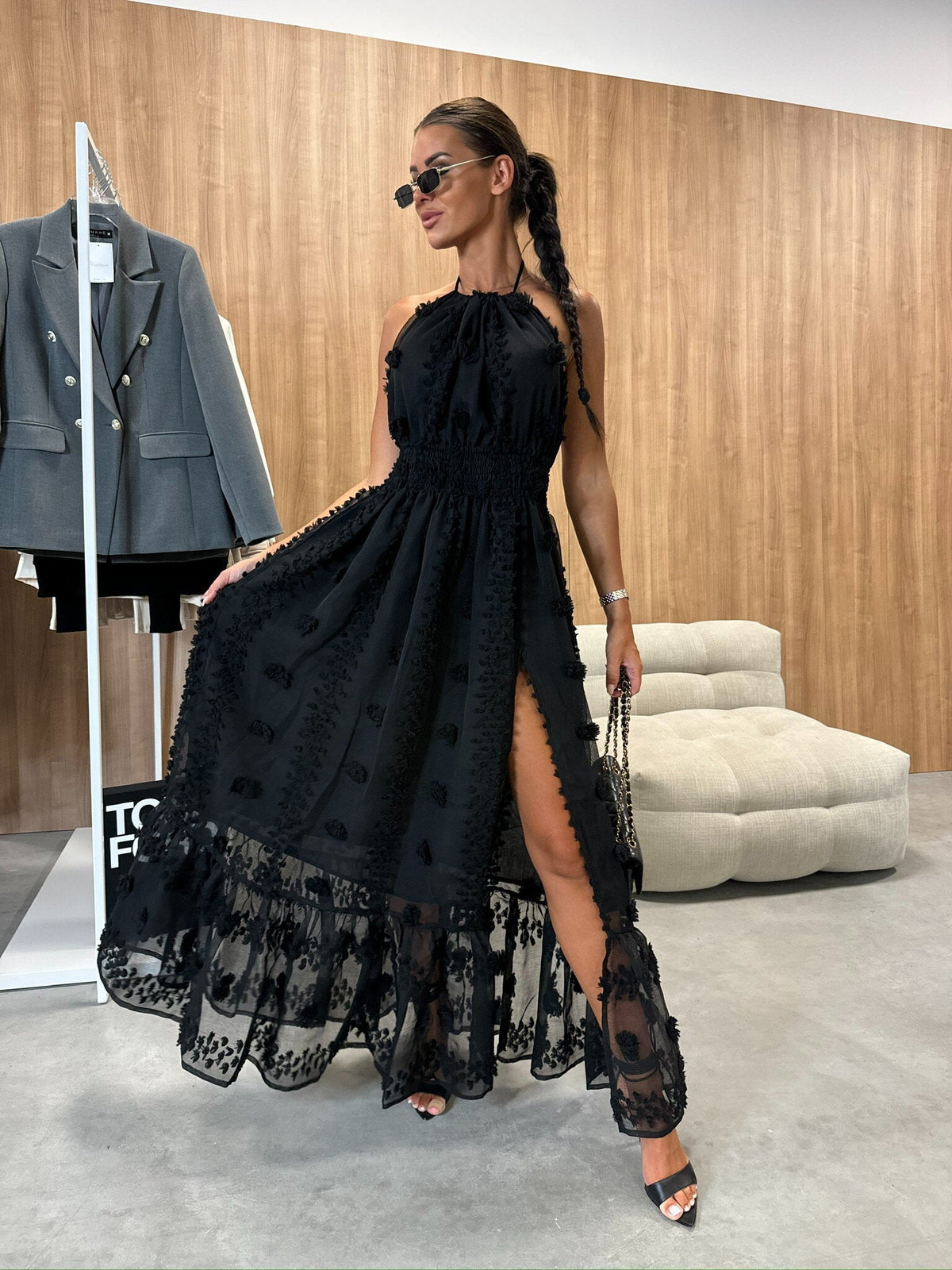 Maxikleid Damen Fließendes Design Weicher Stoff Elegant Maxilänge-5