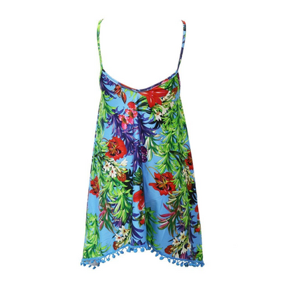 Damen-Minikleid, Blumenmuster, leichtes Material-2