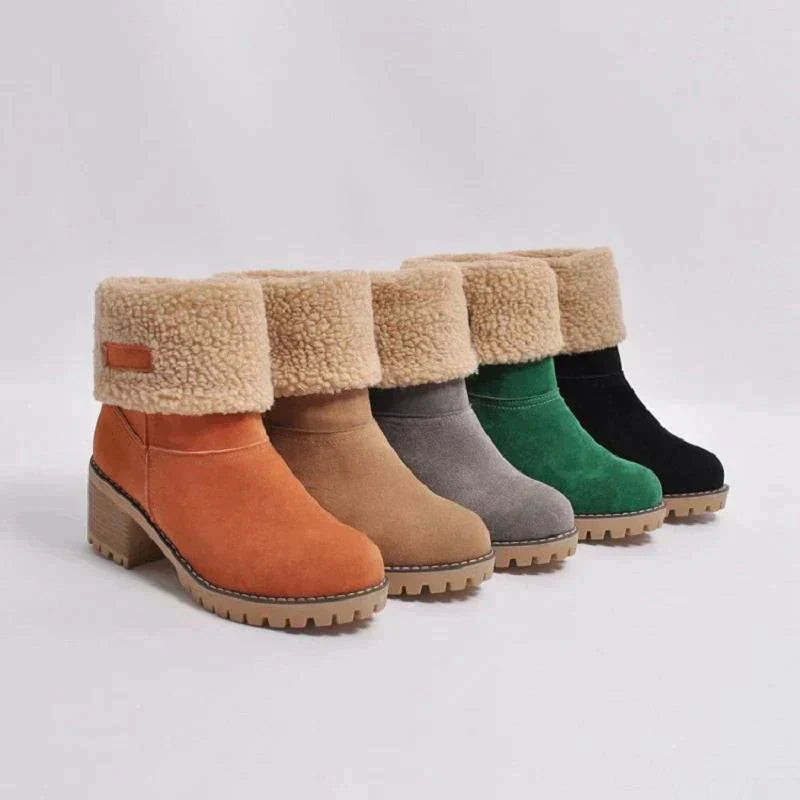 Damen Ankelstiefel Synthetik Pelz Wildleder mit Absatz-6