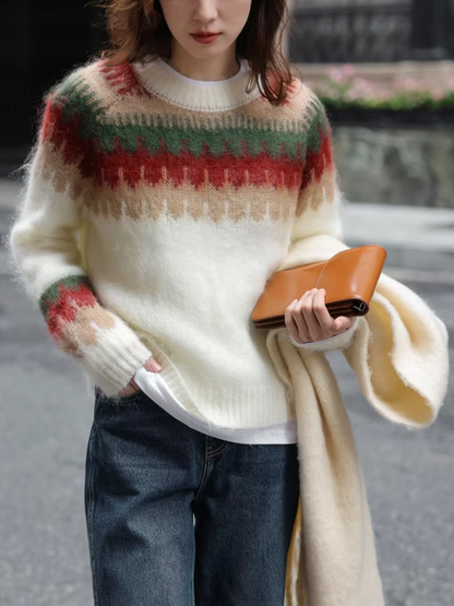 Damen-Strickpullover, Retro, Design, dickes Material, lockere Passform 5