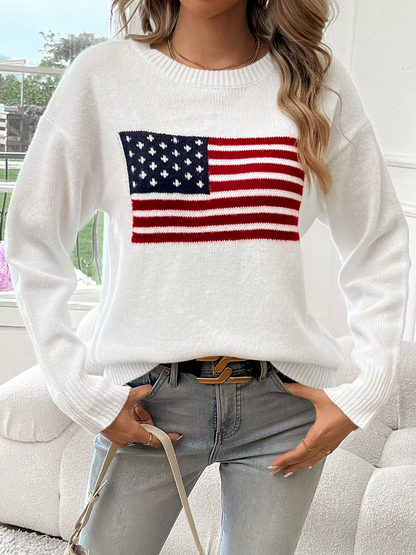 Damen-Pullover, breite Passform, Baumwolle, runder Ausschnitt-3