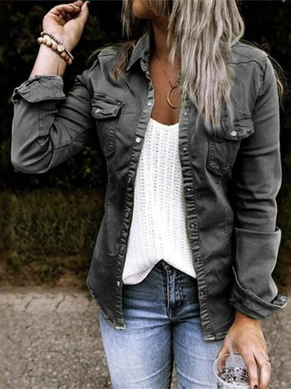 Damen-Casual-Utility-Shacket aus leichter Baumwolle mit praktischen Taschen – entspannte Passform für alle Jahreszeiten 9