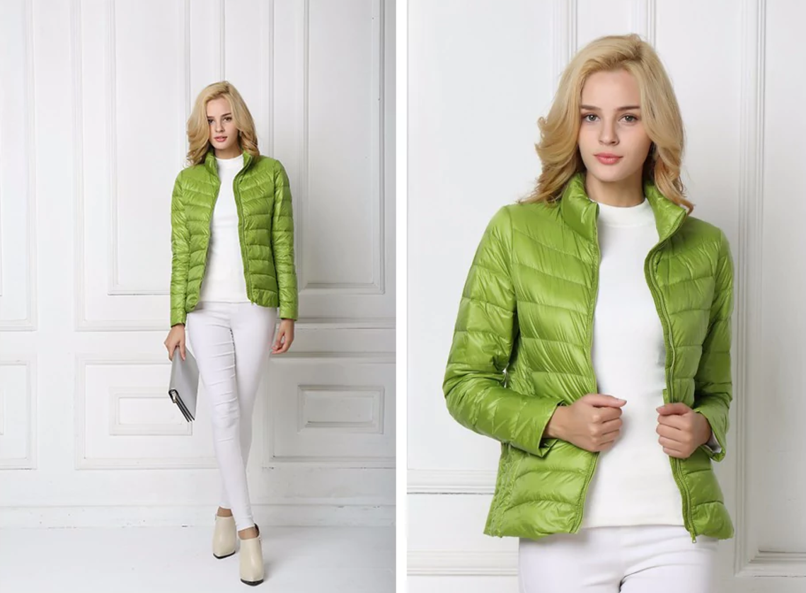 Damen-Daunenjacke, urban, schick, leichtes Polyamid/Nylon 2