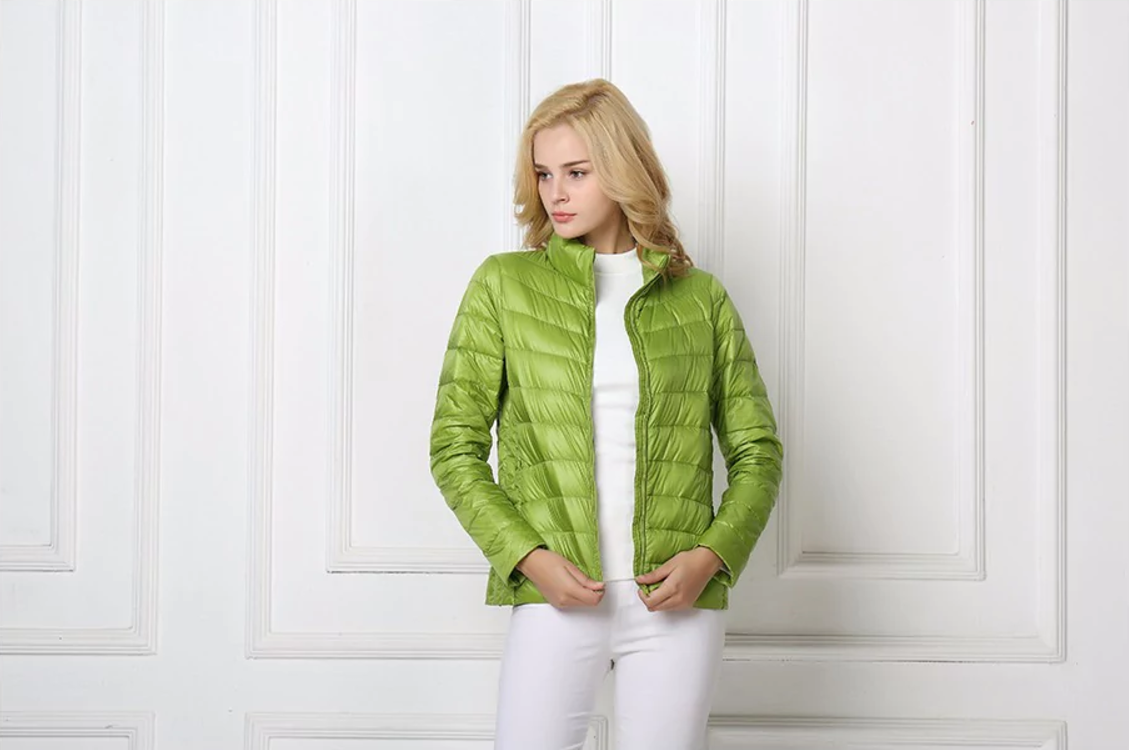 Damen-Daunenjacke, urban, schick, leichtes Polyamid/Nylon 3