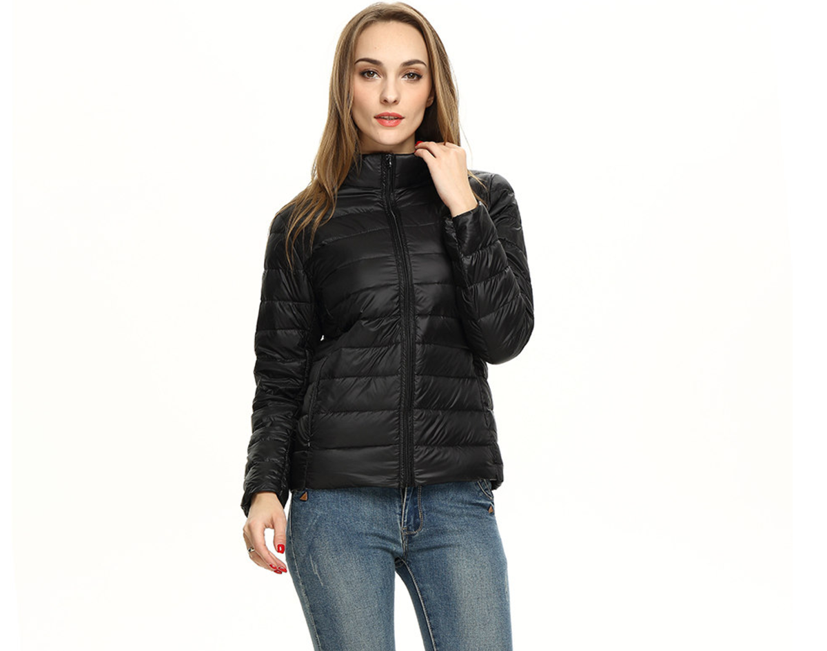 Damen-Daunenjacke, urban, schick, leichtes Polyamid/Nylon 4